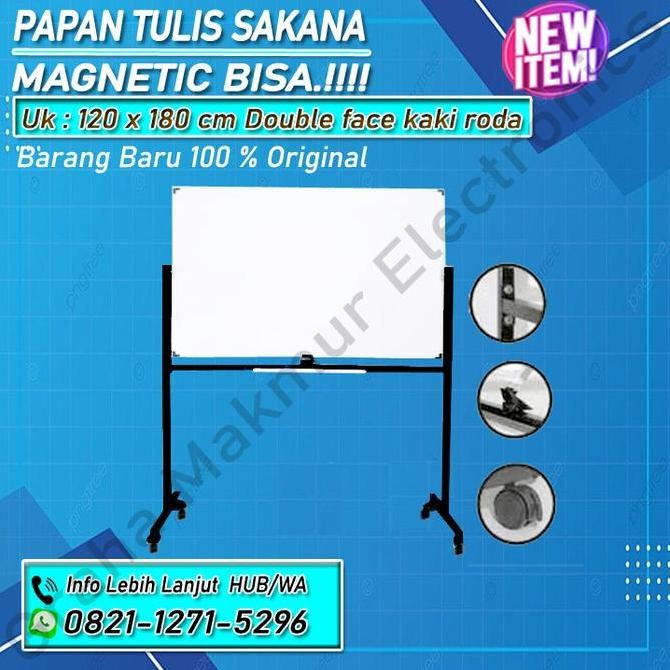 

Whiteboard SAKANA 120 x 180 cm Double Face - Papan Tulis White (Kaki) Kualitas Original