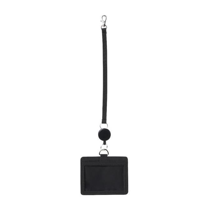 

MUJI Stretchy Polyester Card Holder W Reel Black/Name tag ID Card hold Kualitas Original