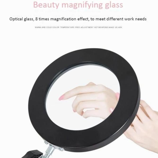 

AVPRO Desk Lamp 16cm Led Ring with 8x Magnifying Glass w Base 15cm WH Kualitas Original