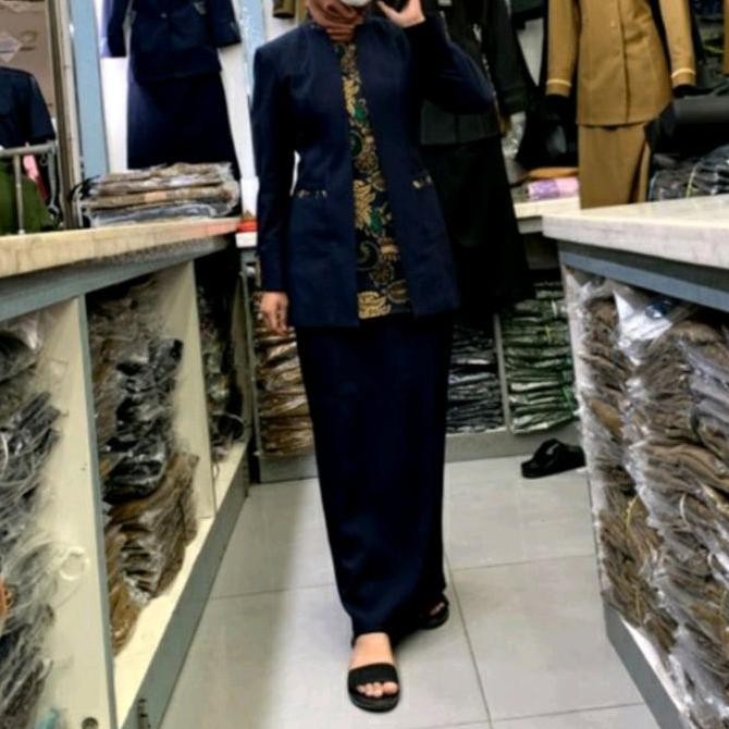 Promo / Terlaris Baju Kerja Wanita dongker,Pakaian Kerja PDL Navy Rok Span,Setelan Baju Kerja Wanita