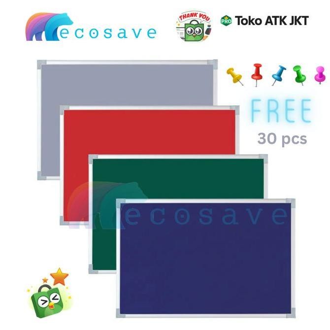 

Papan Softboard 60 x 90 cm Pin Pengumuman Gantung Cork Board Polos / Bludru ( Papan Mading Pin Board Papan Tusuk Pengumuman Tempel 1 Muka 1 Sisi EcoSave ) Kualitas Original