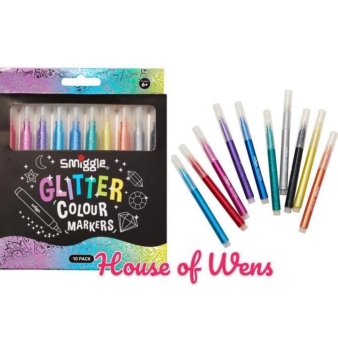 

SMIGGLE GLITTER MARKER PACK X10 - SPIDOL GLITER SMIGGLE Kualitas Original