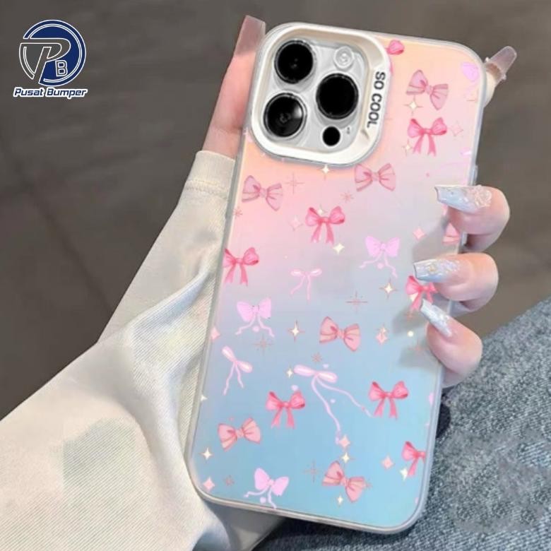Qw-7 Cuci Gudang Ss902 Hologram Case Bowknot Coquete Pink Hardcase/Casing Hp For Vivo Y19S V40 Lite 