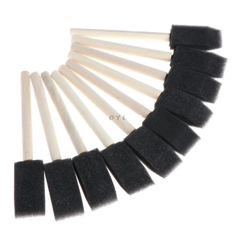 

10Pcs Sponge Brush Wooden Handle Watercolor Oil Stain Art Craft Painting Drawing For Kids