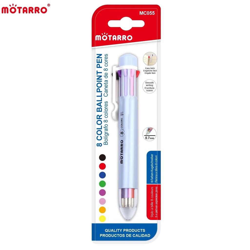 

Motarro Set 8 Colors For One Storage Ball-Point Pen 0.7Mm Multicolor Pen Quick Drying Pen Water For Kids School Stationery
