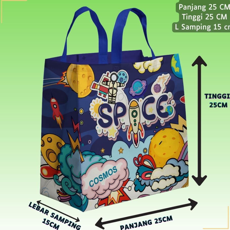 

Lusinan 12Pcs Tas Spunbond Goodie Bag Laminasi Box Kter Ulang Tahun Anak Hampers Souvenir 25X25X15Cm