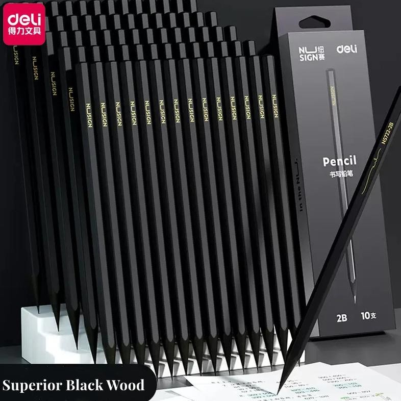 

Black Wood Graphite Pencil Set Hb 2B Black Lead Office Writing Pencil 10Pcs Pack Gift Stationery
