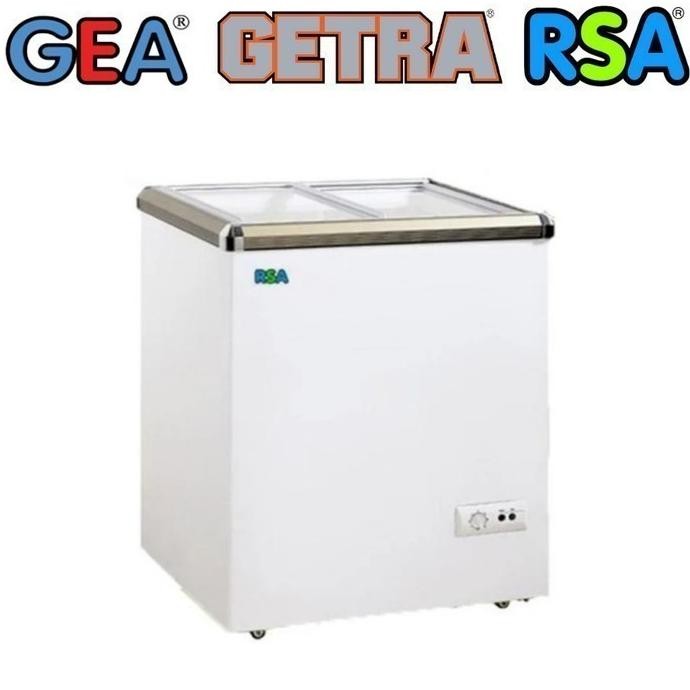 Tersedia CHEST FREEZER RSA XS-110 PINTU KACA GESER SLIDING FREEZER BOX ES CREAM