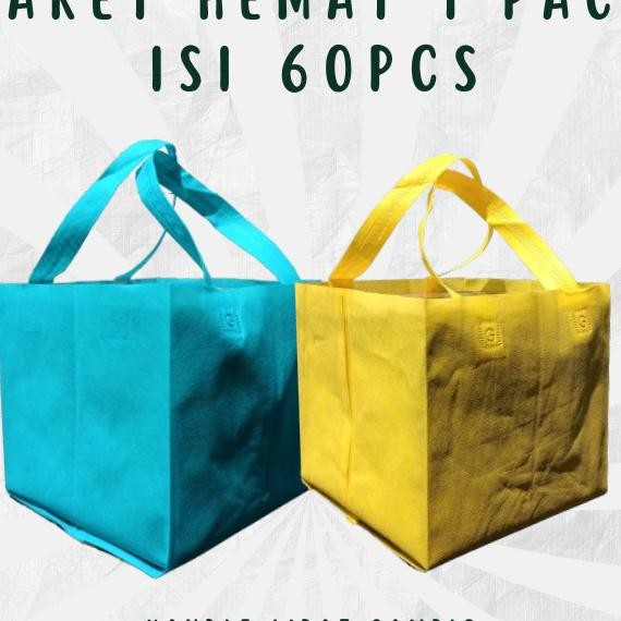 

Goodiebag Paket Hemat 1 Pak Isi 60Pcs Tas Box Nasi Handle Box Ukuran 25X25 Tas Spundbond Besek