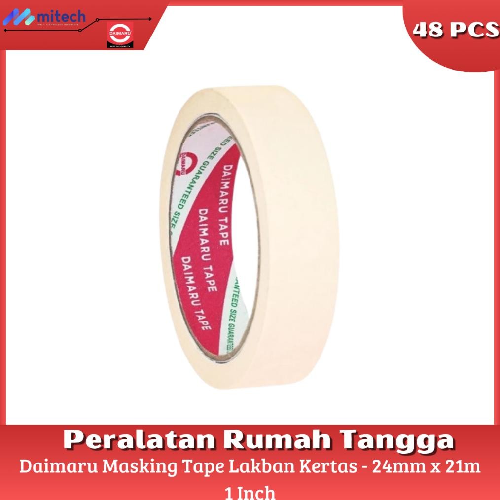 

LINDU Daimaru Masking Tape Lakban Kertas 1 Inch 24mm x 21m - 48 Pcs