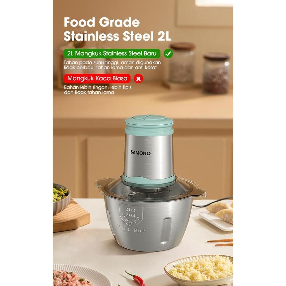 Murah Samono Meat Grinder Chopper Hemat Daya 4 Mata Pisau Food Grade Swcl350