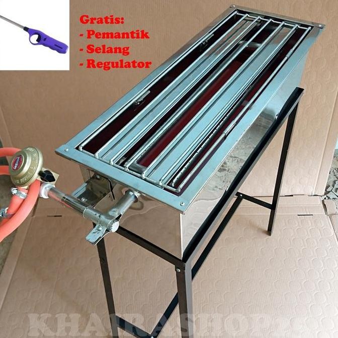 Alat pemanggang Panggangan BBQ grill sate portable gas stainless