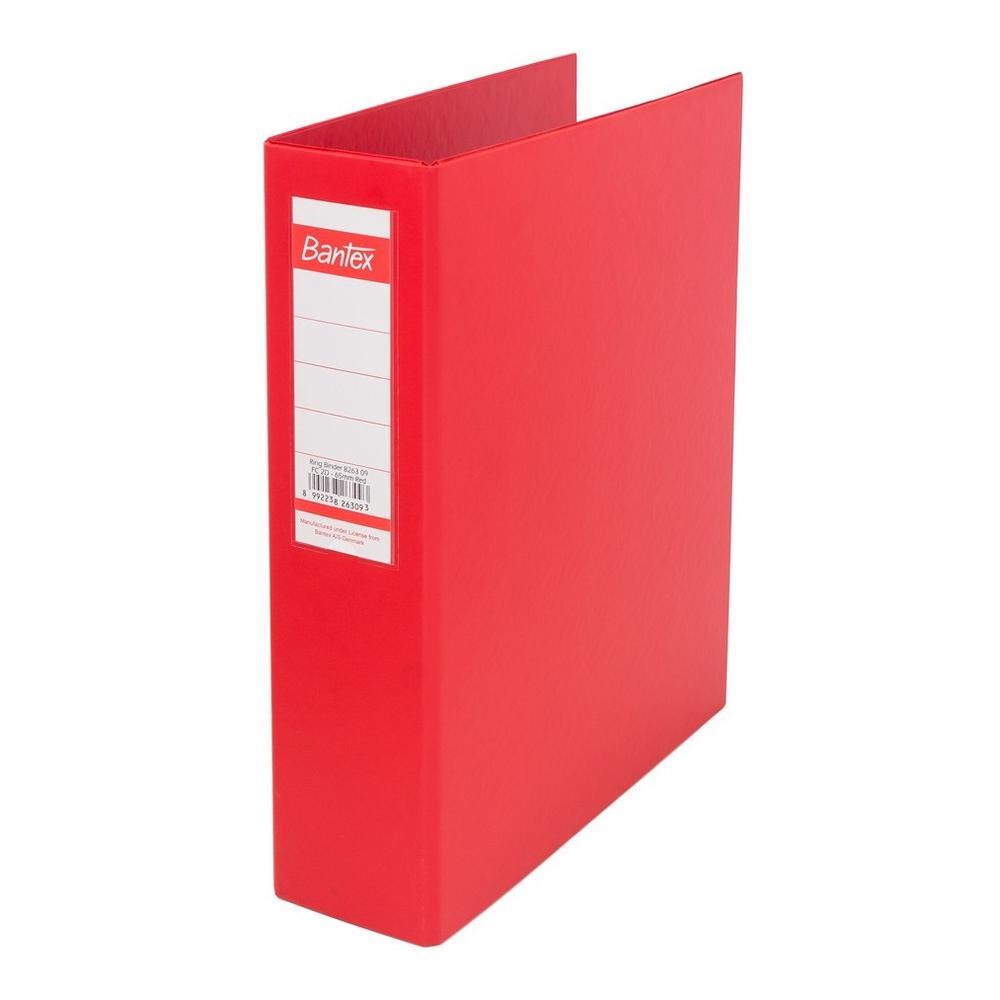 

LINDU Bantex Ring Binder 2 Ring D 65mm Folio Red 8263 09