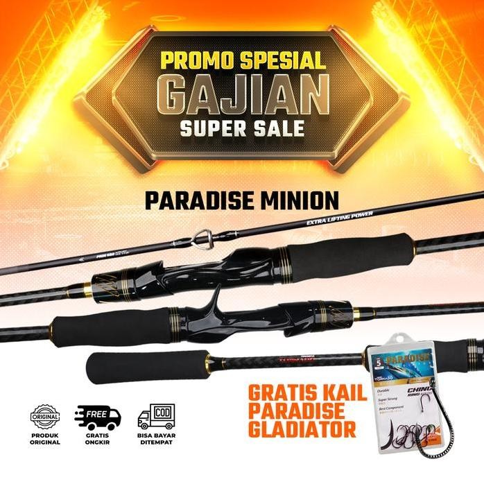 

Terlaris Paradise Minion Joran Spinning & Baitcasting Carbon Solid Hight Respon Solid