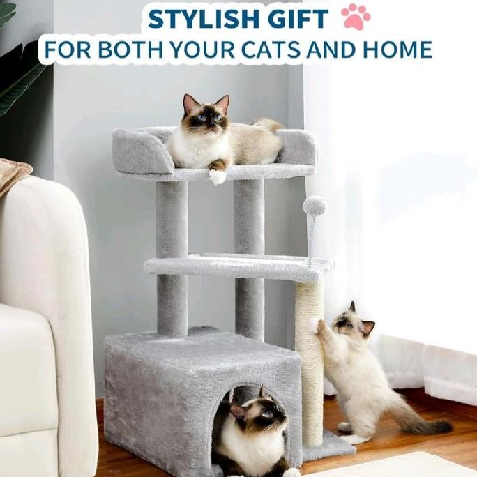 

Terlaris Modern Cat Tree House Scraching Pad / Rumah Kucing Sofa / Scratcing&Spring Pompom / Cakaran Kucing