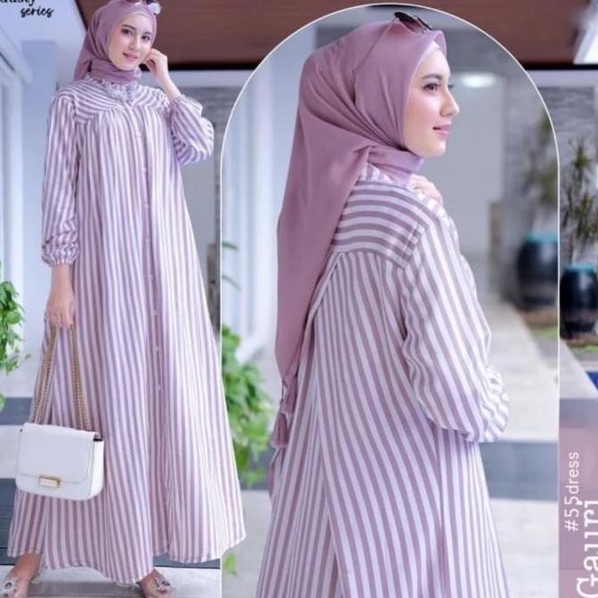 GAURI DRESS GAMIS MUSLIM BUSUI FRIENDLY MATT RAYON VISCOSE SALUR PREMIUM L DRESS MAXI JUMBO BESAR CA