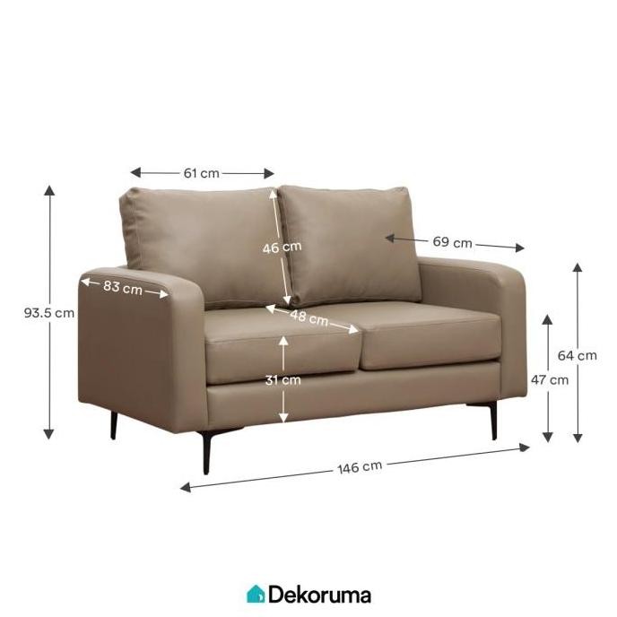 Terlaris Dekoruma Taka Sofa Kulit 2 Dudukan - Sofa Tamu 2 Seater