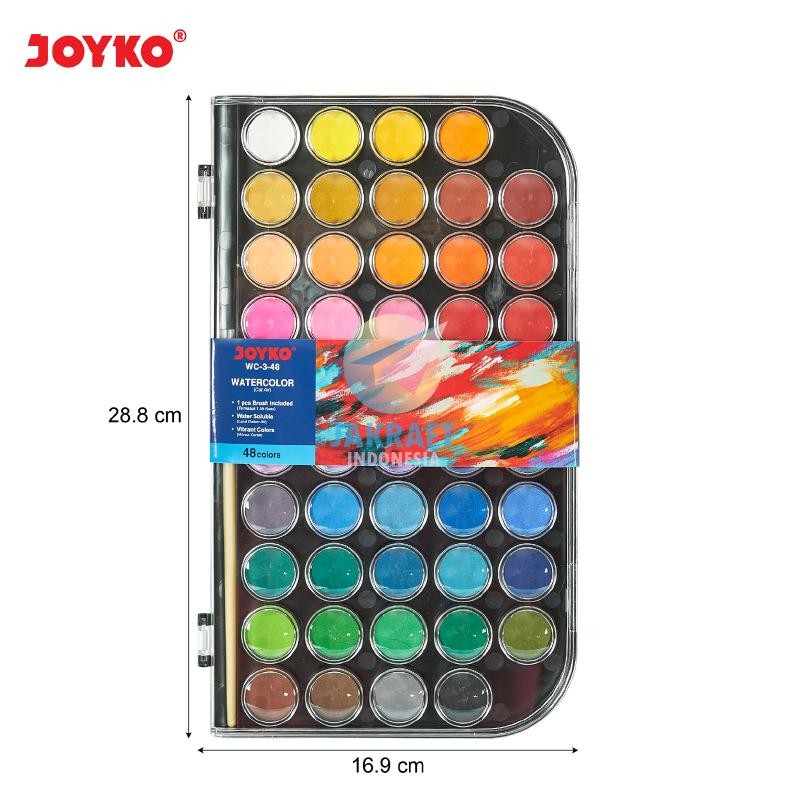 

KA (1 Set) Cat Air Watercolor Cake 48 Warna JOYKO WC-3-48 + Bonus Kuas Lukis Water Color