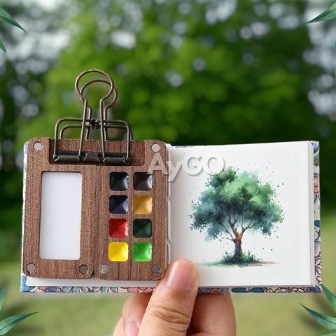 

KA Mini Palette Wooden Magnetic / Magnetic Wooden Palette for Watercolor / Palette Kayu Mini Watercolor