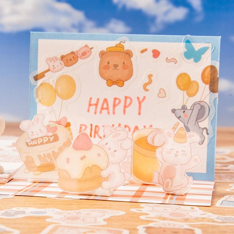 

H-4 Um57 Hj-54 Story Of Cute Rabbit Washi Flake Stickers / Sticker Stiker Tempel Gambar Lucu / Diary Deco Sticker Hemat Terlaris H-4
