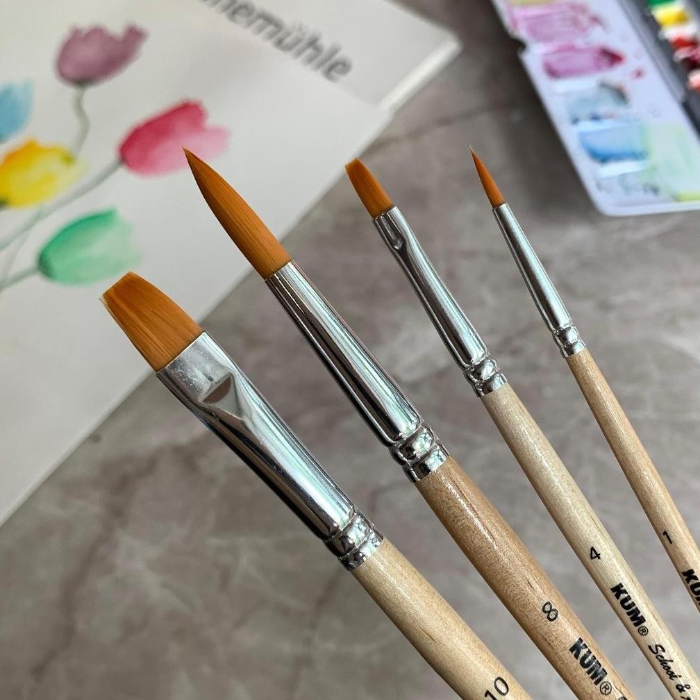 

LINDU KUM School and Art Brush Set 4 Short Handle