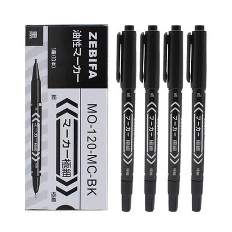 

10Pcs/Set Double Head Marker Pen Waterproof Black/Blue/Red Oily Ink Pen School Study Stationery Life Office Supplies
