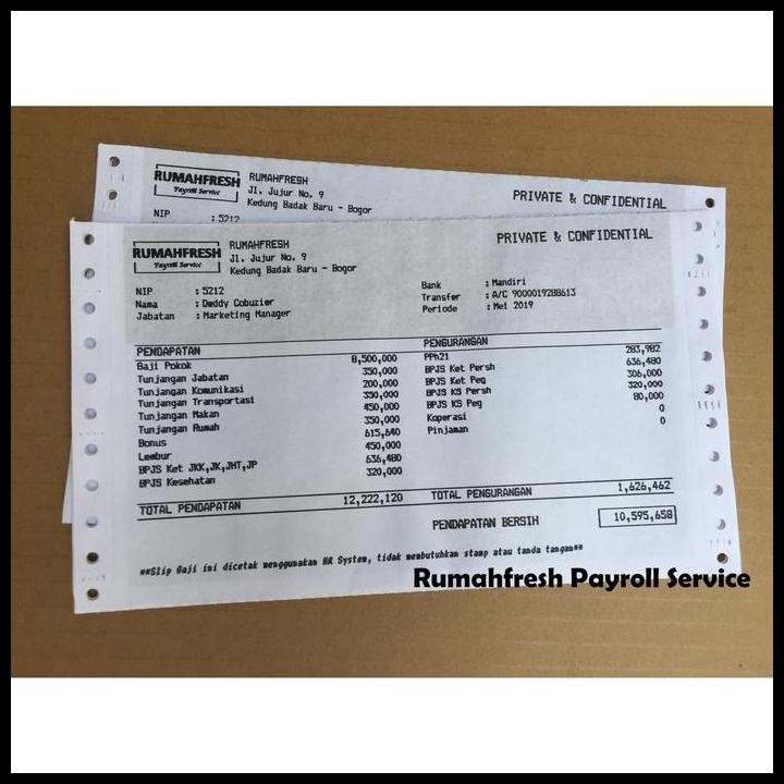 

Terlaris Percetakan Slip Gaji Confidential 3Ply Kertas Continous Form - Custom Good Quality