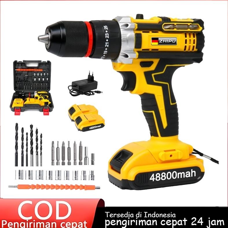 ZHIPU Mesin Bor Listrik  Bor Baterai Bor Cordless Bor Listrik Set Lengkap Impact Baterai