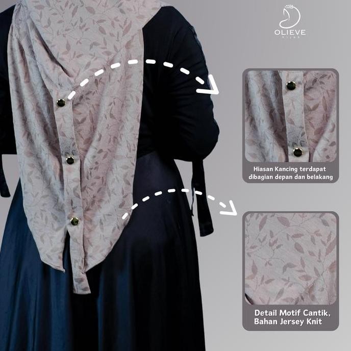OLIEVE HIJABS L HIJAB HUDY KAISYA KERUDUNG INSTAN KHIMAR JERSEY KNIT KANCING MOTIF SIMPEL NYAMAN JIL