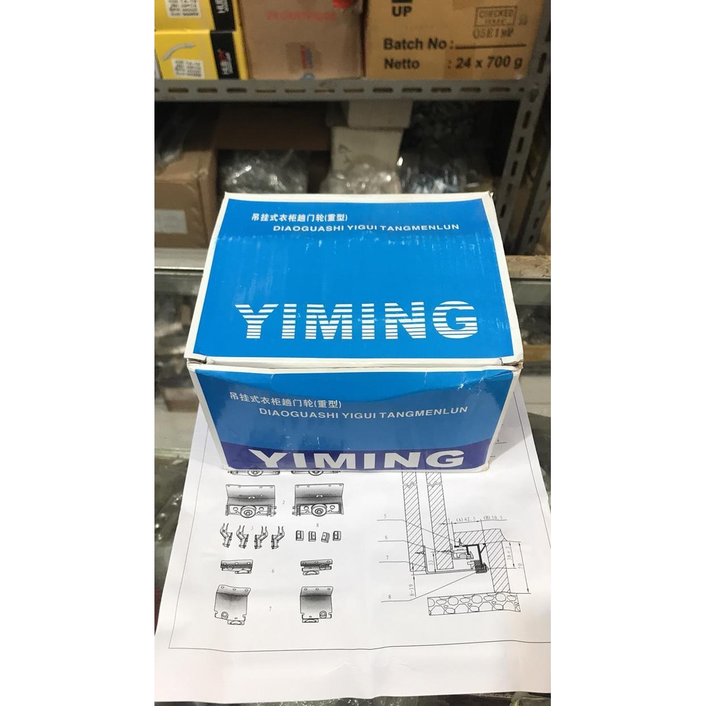 Huben Yiming - Roda (2 Pintu) Lemari Sliding Gantung Baju Pakaian Original Dan Terpercaya