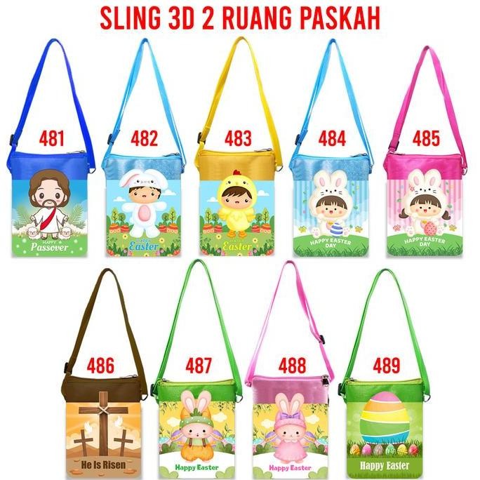 Ready stock] Sling 3D Paskah 2 Ruang Tas Selempang Suvenir Paskah Easter Wallet