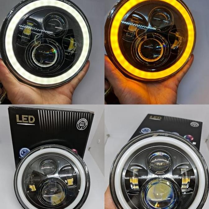 Lampu Daymaker Headlamp Daymaker 7 Inci Inch Bulat Ring Batok Lampu Utama Motor Mobil Harley Jeep 7I