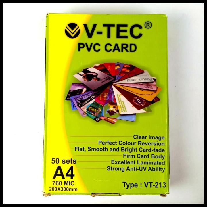 

Terlaris V-Tec Kertas Pvc Card Warna Putih Vt-213 A4 Good Quality