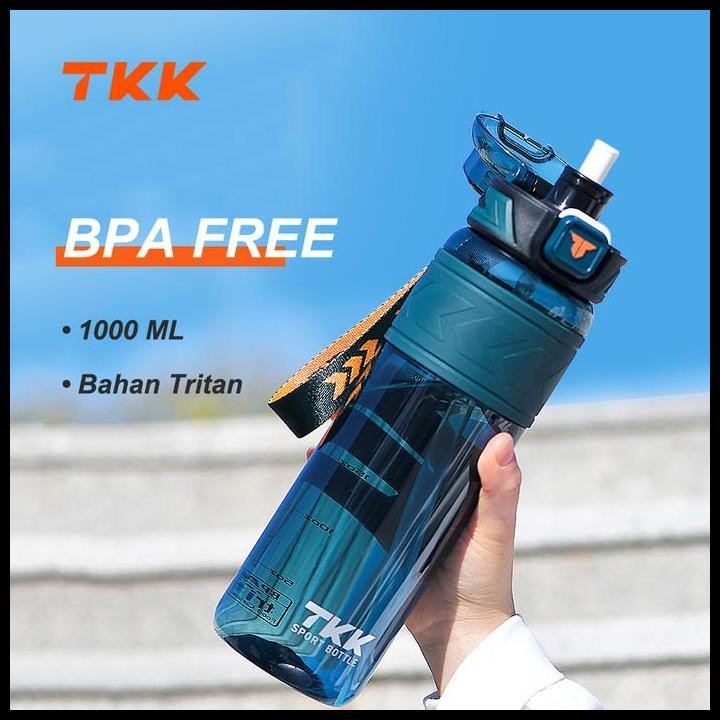 Terlaris TKK 1019 botol minum cowok 600ml Tritan BPA FREE botol minum dewasa 1 liter sedotan dan lan