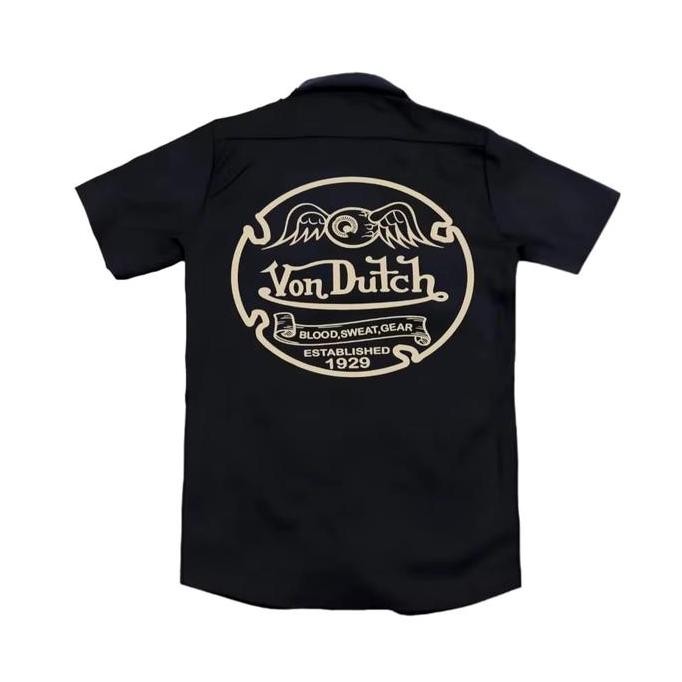 New Kemeja Kerja Workshirt Binz Clothing Von Dutch Pria Wanita Hitam Unisex Terjamin