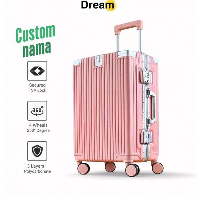 TERLARIS - Dream Koper 22 inch 24 inch Free Custom Nama & Logo TSA Lock Roda 360 M101 Kabin