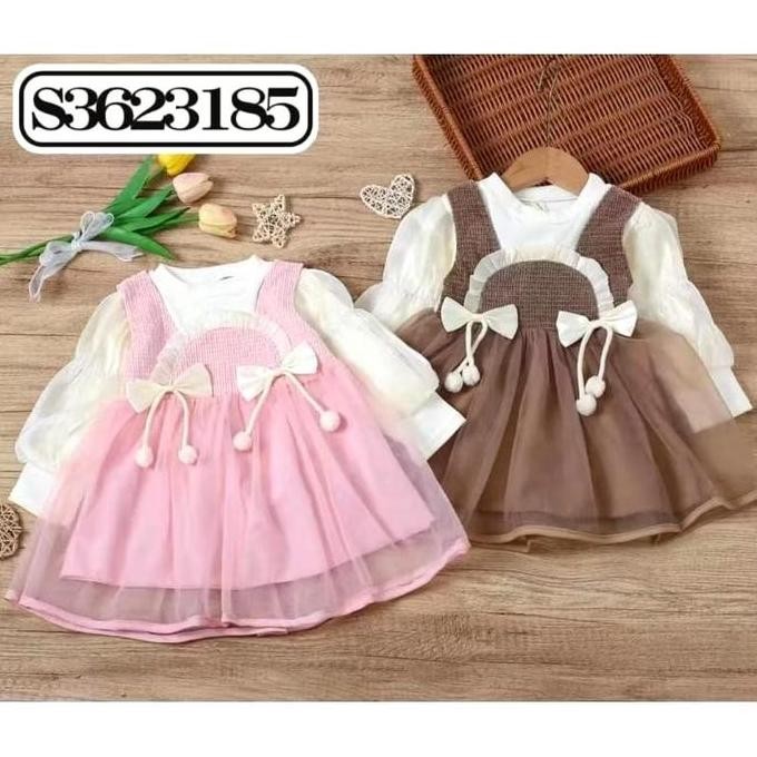Tersedia BAJU GAUN DRESS IMPORT PREMIUM MEWAH ANAK PEREMPUAN USIA 3 BULAN -4 TAHUN Katun Bayi Lengan