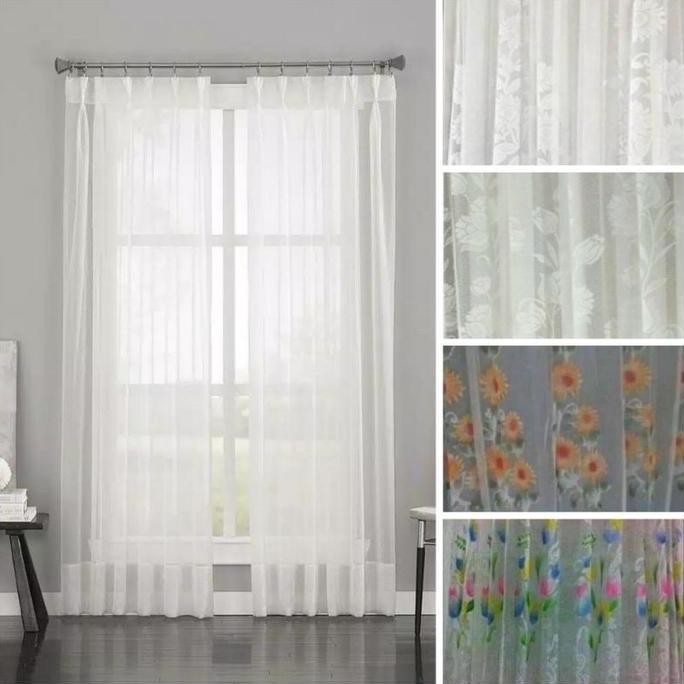 Gorden Vitrase / Gorden Dalaman Pintu Jendela Motif Tulip Matahari Polos murah