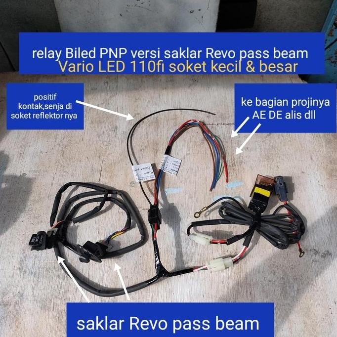relay Biled Vario LED 110fi PNP saklar Revo pass beam soket kecil &bsr