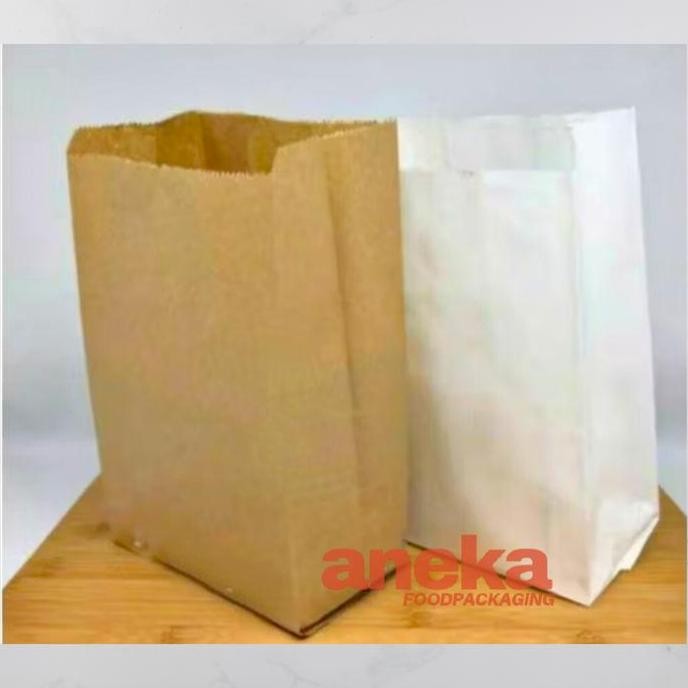 

ready Paper bag/kantong kertas roti polos coklat uk. 12.5 x 24.5cm