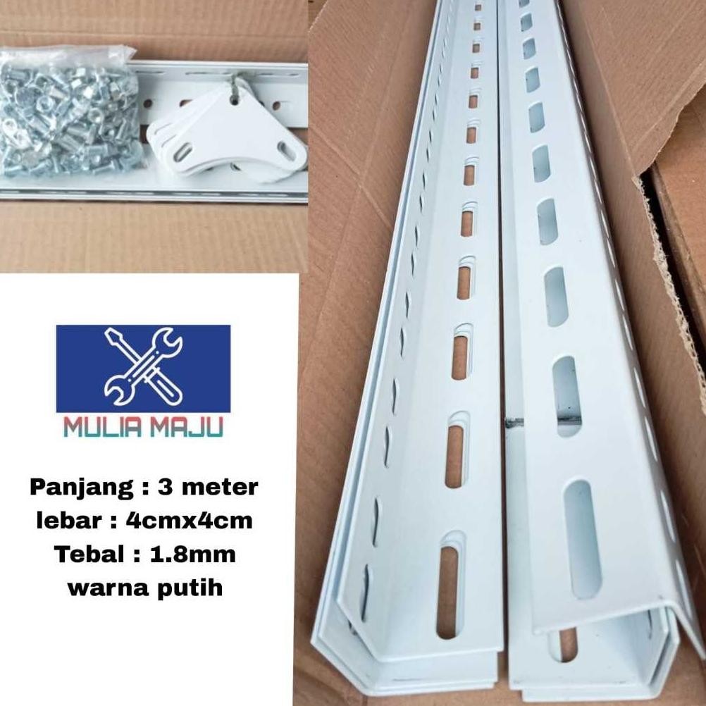 BESI SIKU LUBANG  PANJANG 3M TEBAL 1.8MILI WARNA PUTIH