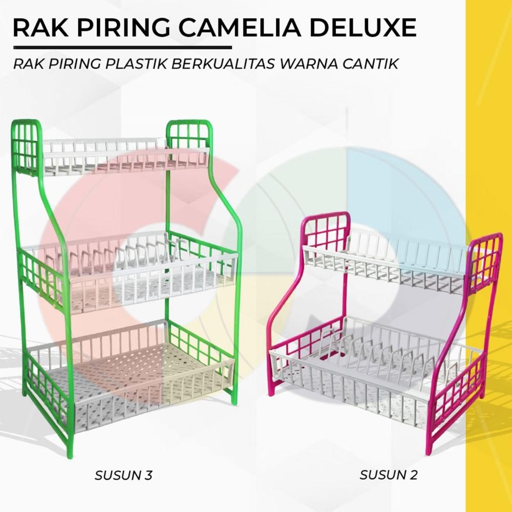 Fx-2 Rak Piring Plastik Susun 3 Warna Cantik Deluxe - Rak Dapur Serbaguna / Rak Wastafel / Rak Termu