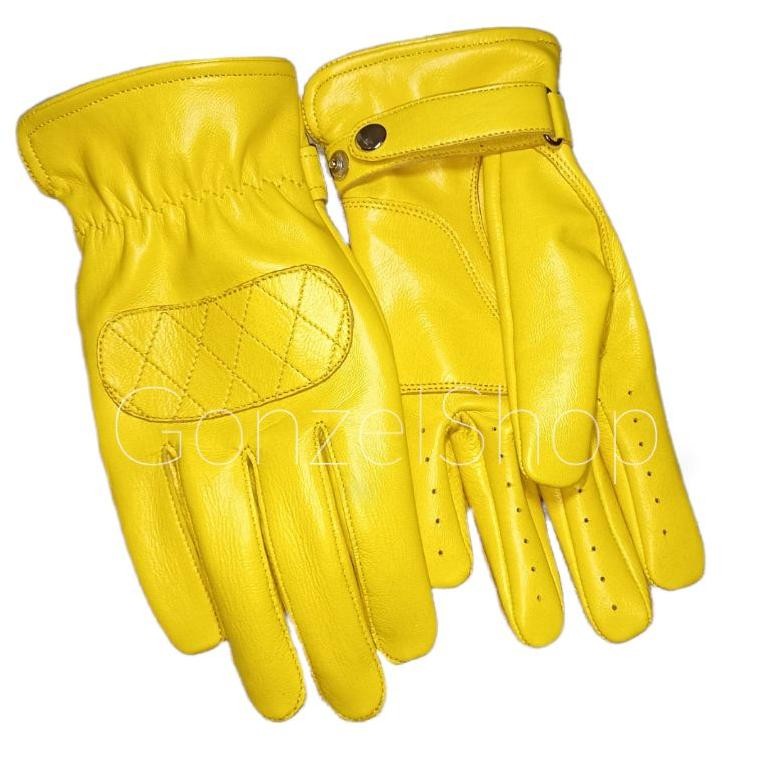 NEW sarung tangan kulit asli | sarung tangan motor kuning vespa