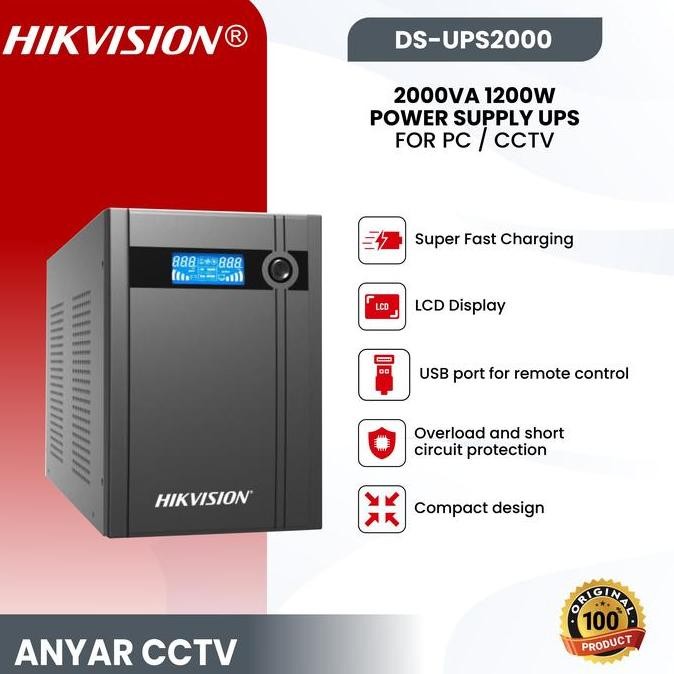 HARGA DISC - HIKVISION DS-UPS2000 2000VA 1200W POWER SUPPLY UPS FOR PC / CCTV