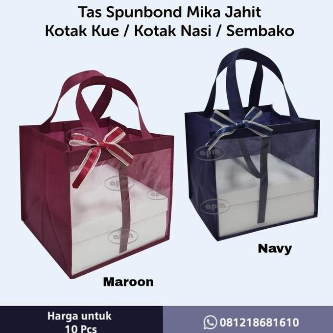 

ready Tas Spunbond Mika Jahit Kotak Kue / Kotak Nasi / Sembako