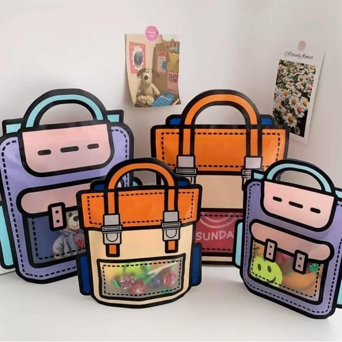 

ready YOUSHI - 10pc Plastik Bingkisan Ziplock Standing Pouch Goodie Bag Ulang Tahun Kemasan Cookies Permen 3D Motif Tas Ransel