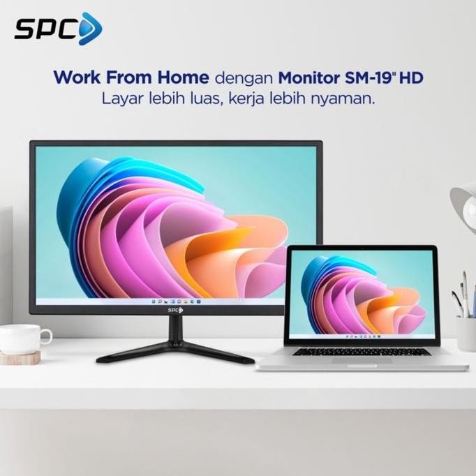 Premium LED Monitor 19" inch Full HD HDMI VGA Input SPC Garansi Resmi