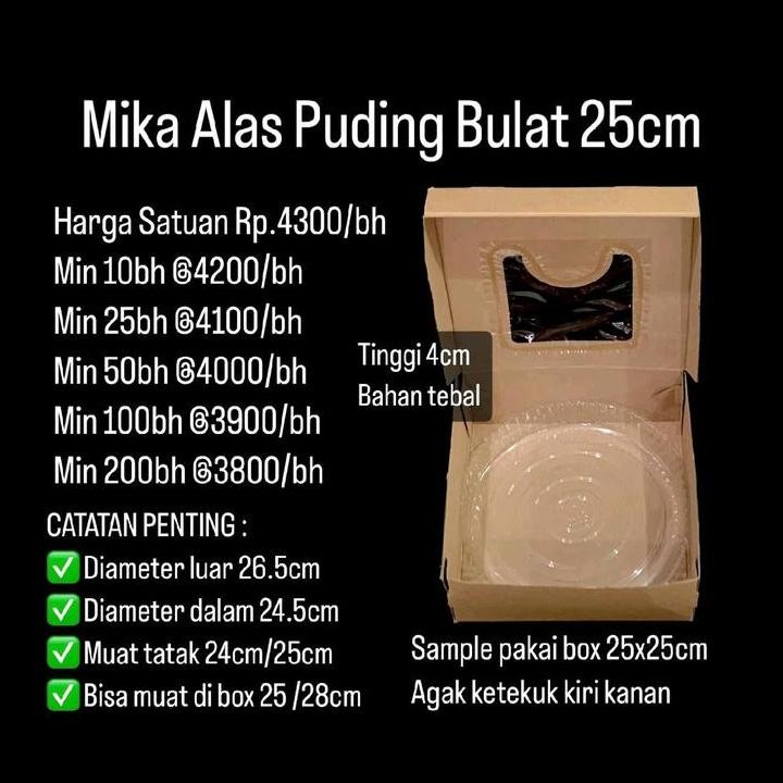 Terlaris Mika Alas Puding Bulat 25cm Dijual per 5 buah Best Seller