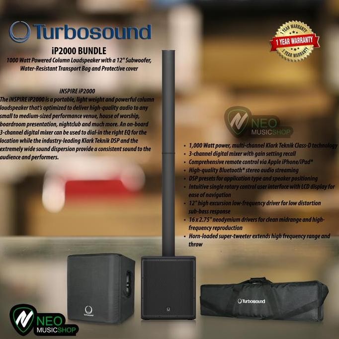 Turbosound Ip2000 Bundle 1000 Watt Powered Column Loudspeaker New Stok
