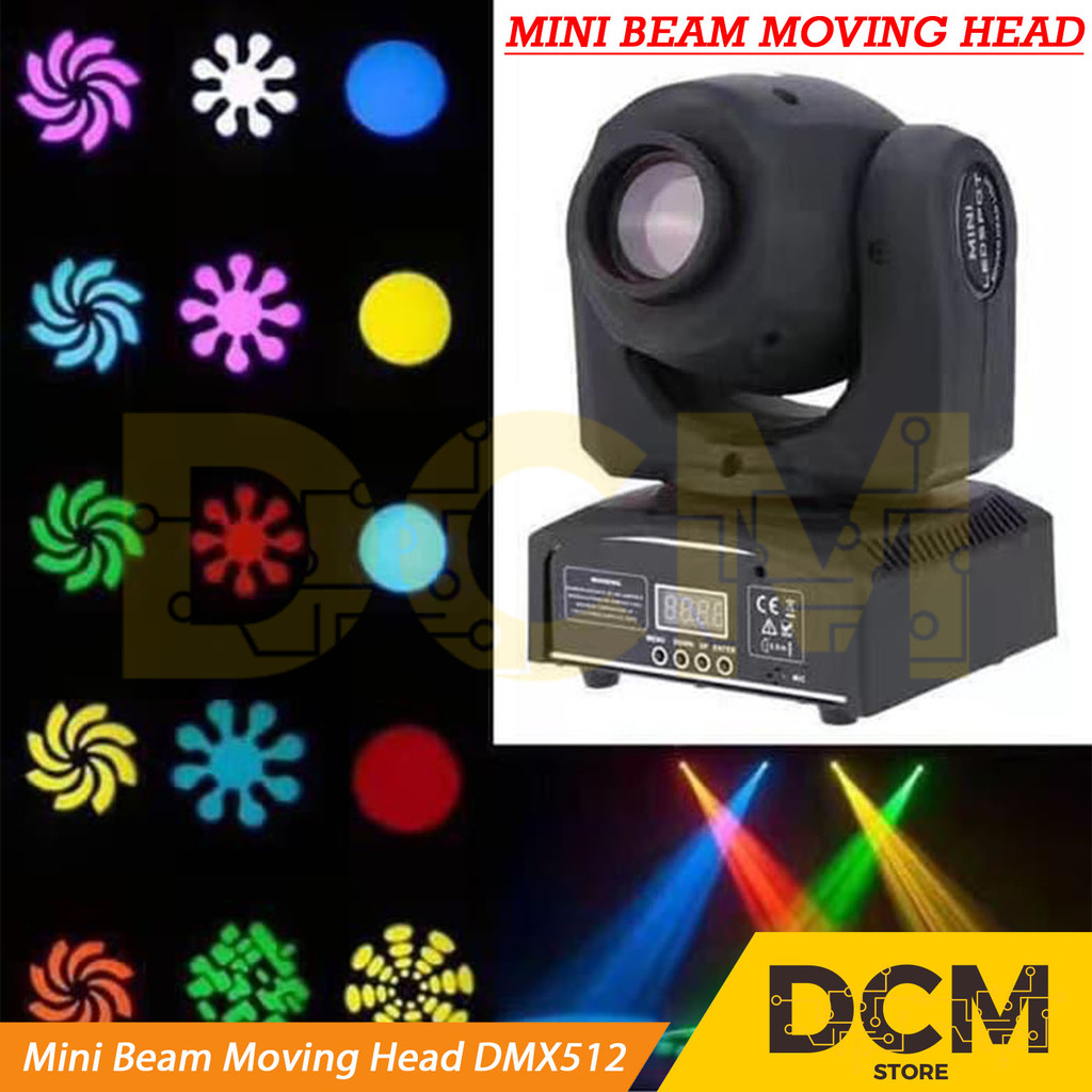 Mini Beam Moving Head Moving Beam Lampu Panggung 7 Gobo Variasi DMX512